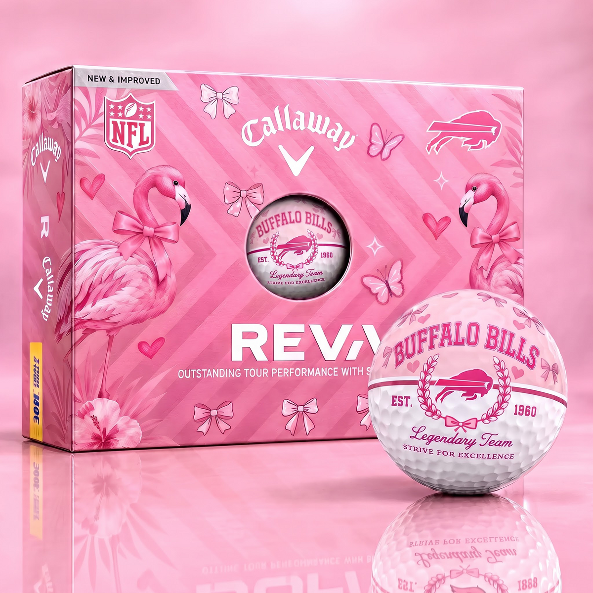 BB x Custom NFL Pink Coquette Ladies Golf Balls