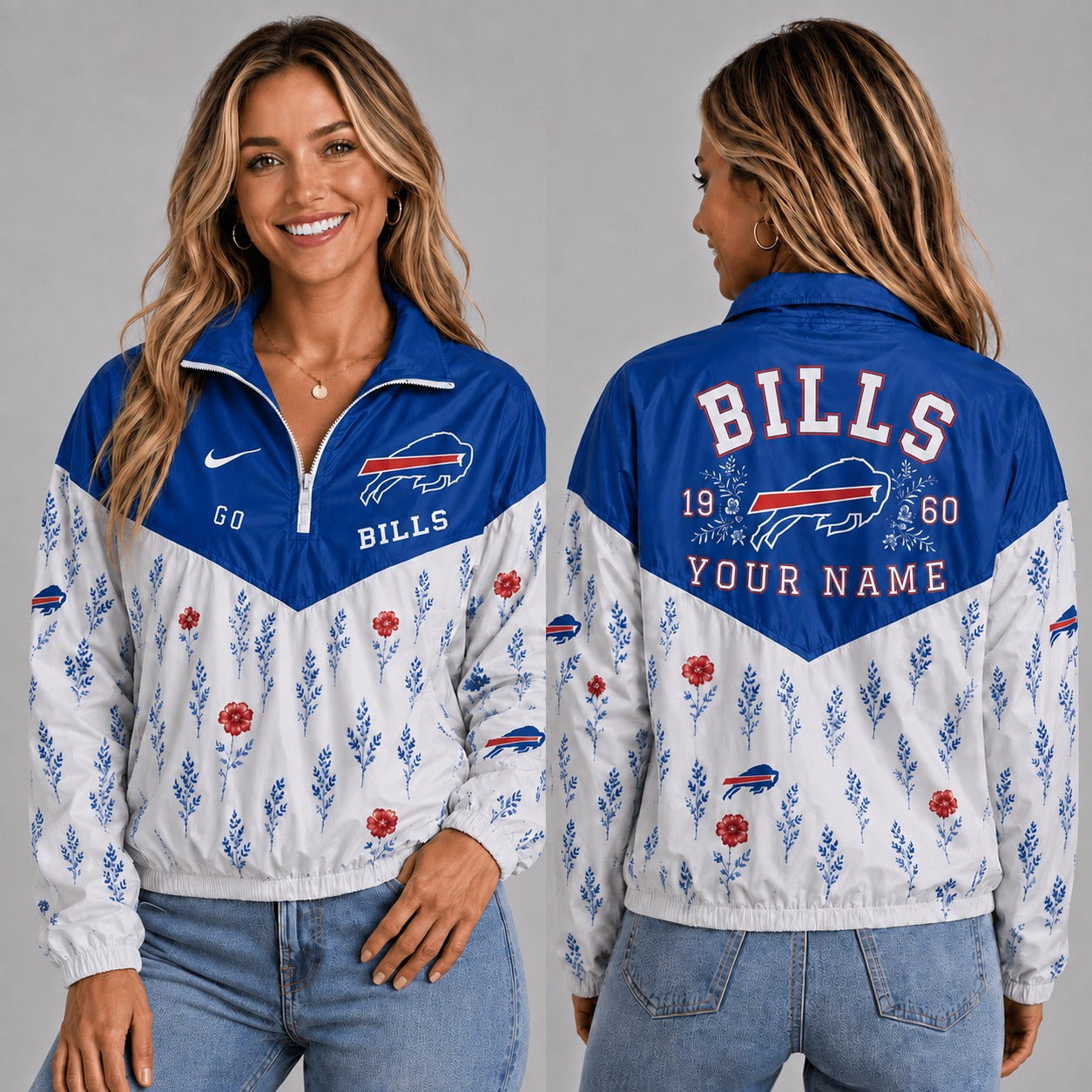 BB x NFL Personalized Women Quarter Zip Jacket