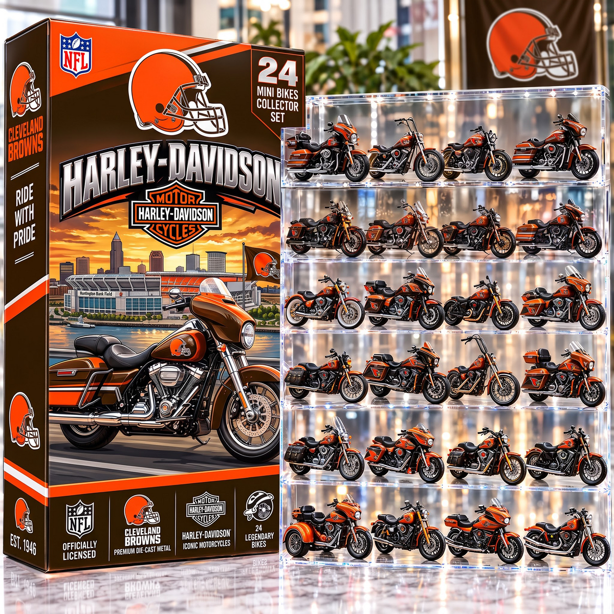 CLE X NFL 24-Day Countdown Blink Box Cruiser Motorcycles Set