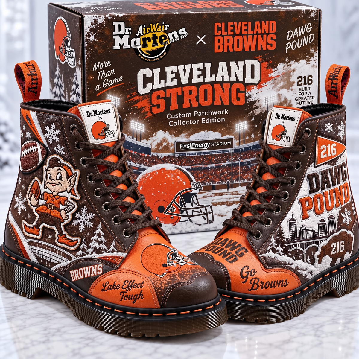 CLE X Premium NFL Leather Lace-Up Boots