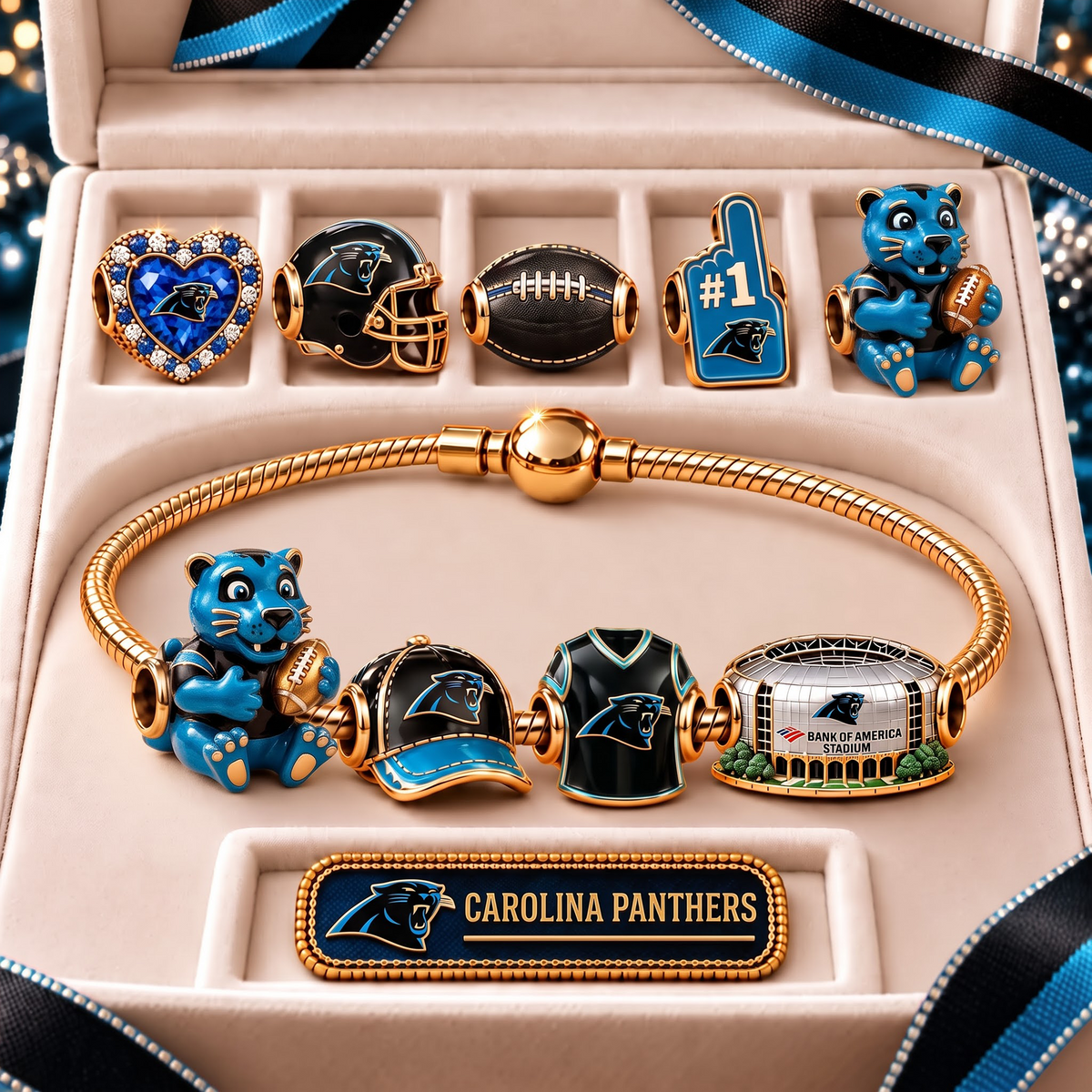 CP x Premium NFL Fan Charm Bracelet - Pandora Style Sports Charm Set