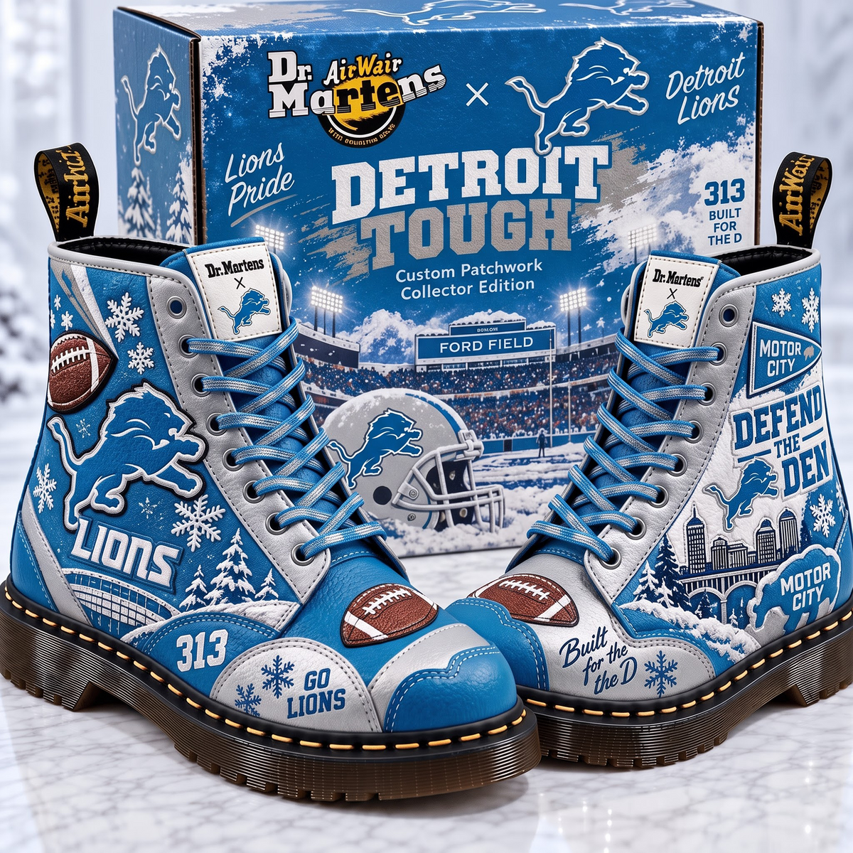 DET X Premium NFL Leather Lace-Up Boots
