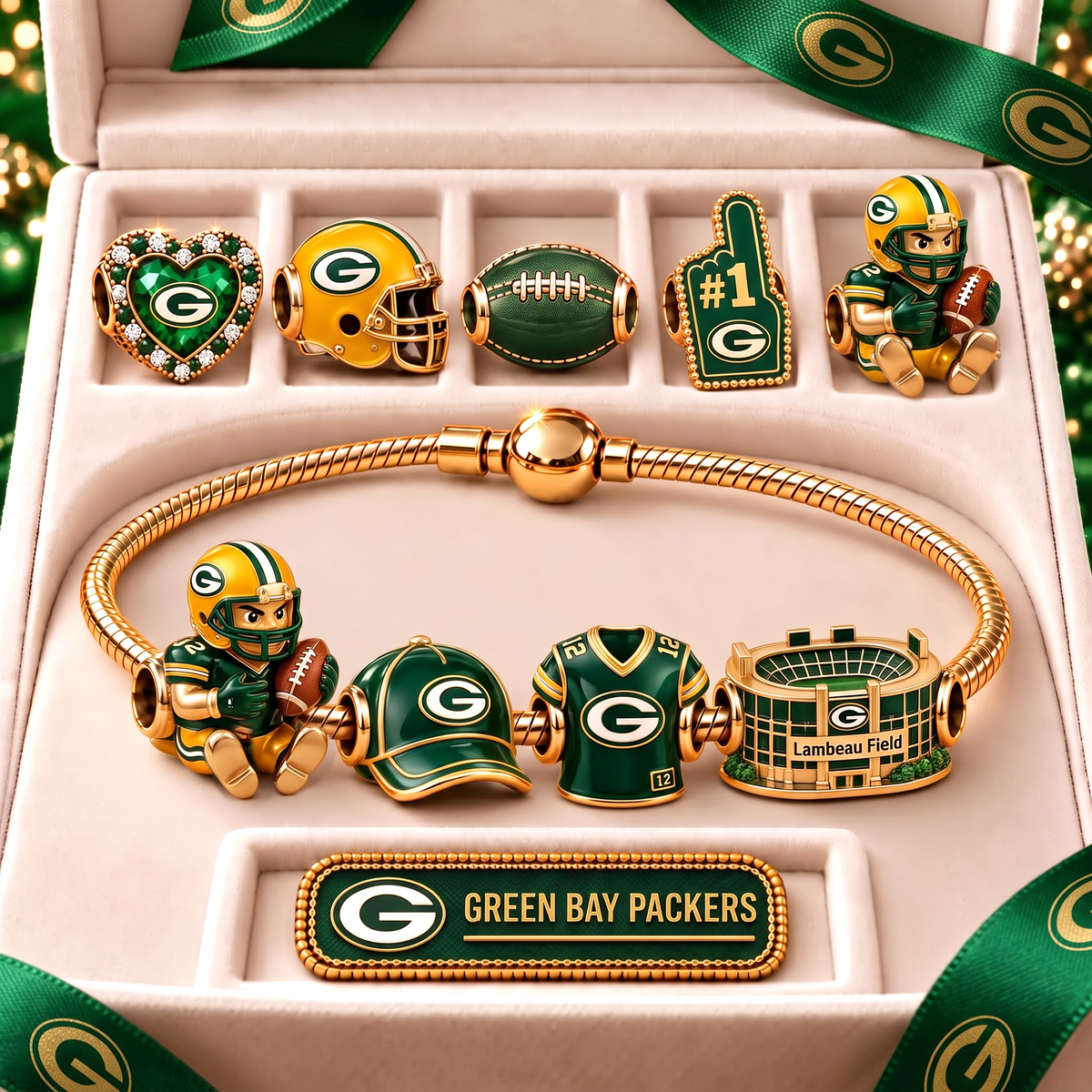 GBP x Premium NFL Fan Charm Bracelet - Pandora Style Sports Charm Set