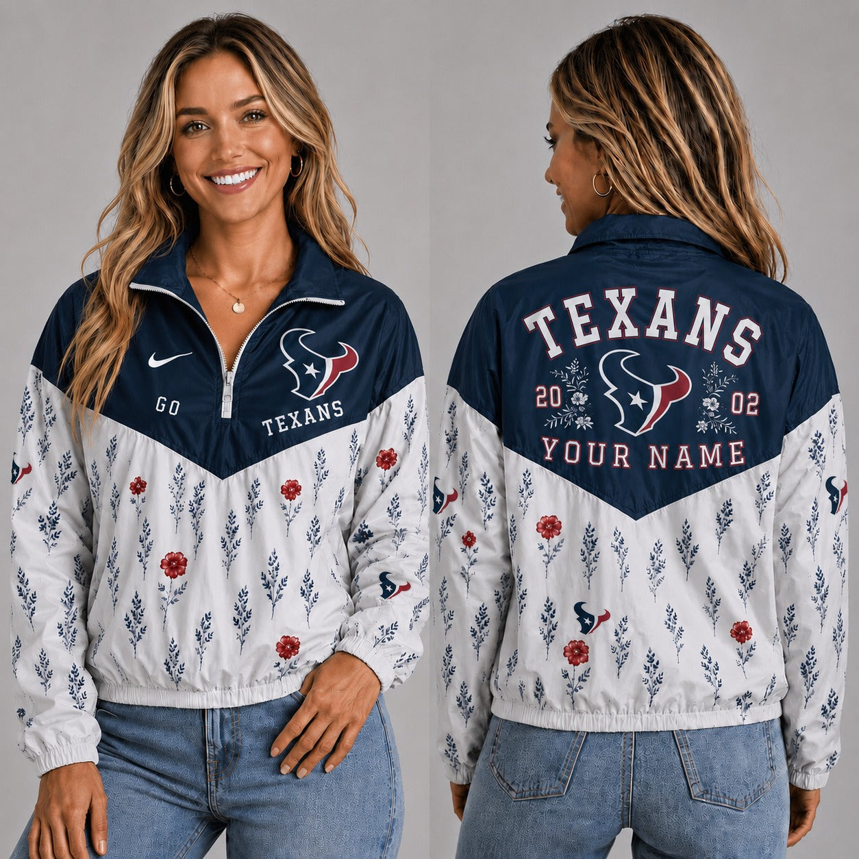 HT x NFL Personalized Women Quarter Zip Jacket