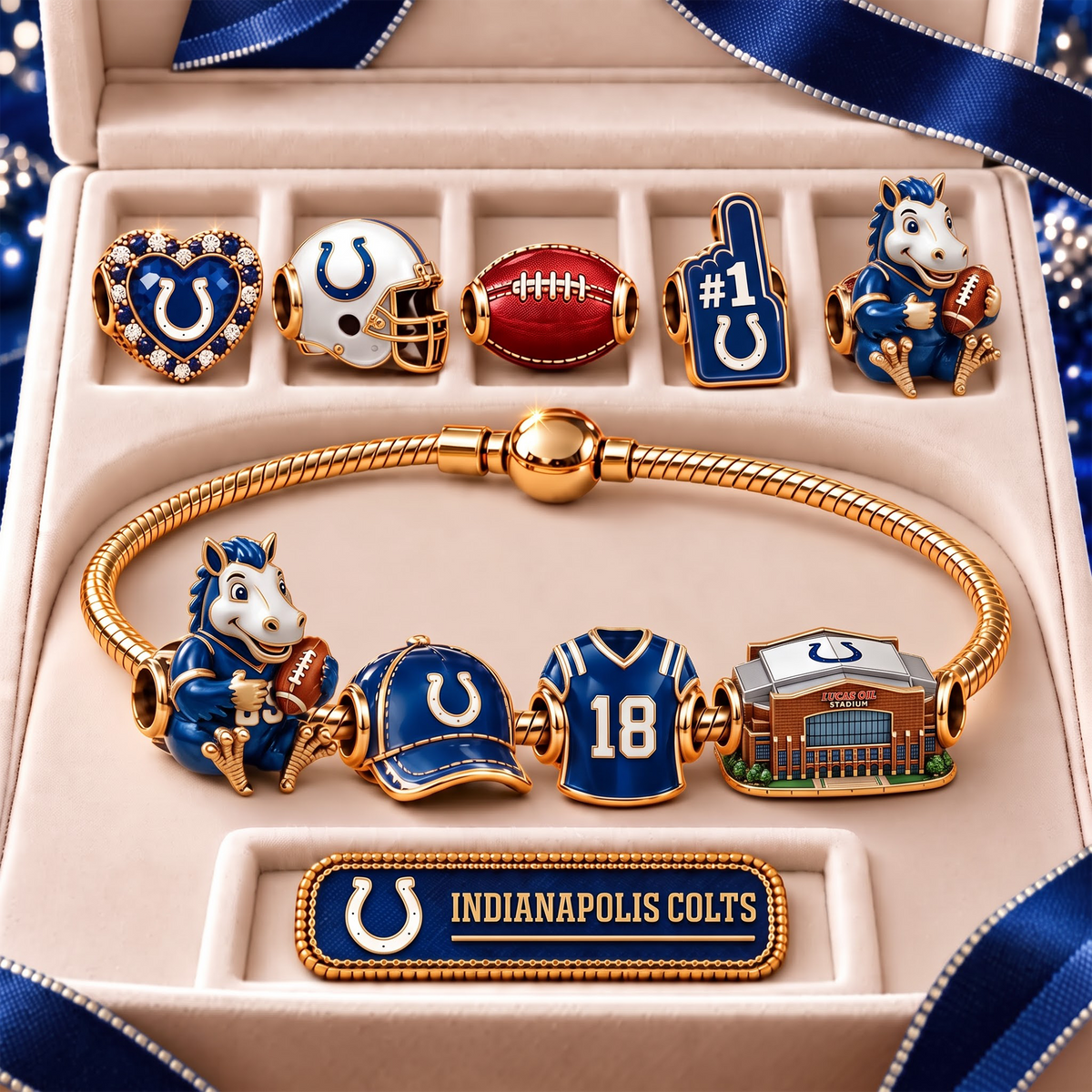 IC x Premium NFL Fan Charm Bracelet - Pandora Style Sports Charm Set