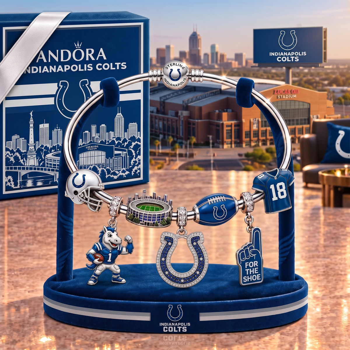 IC x Personalized NFL Pandora Style Charm Bracelet Gift Set 1409