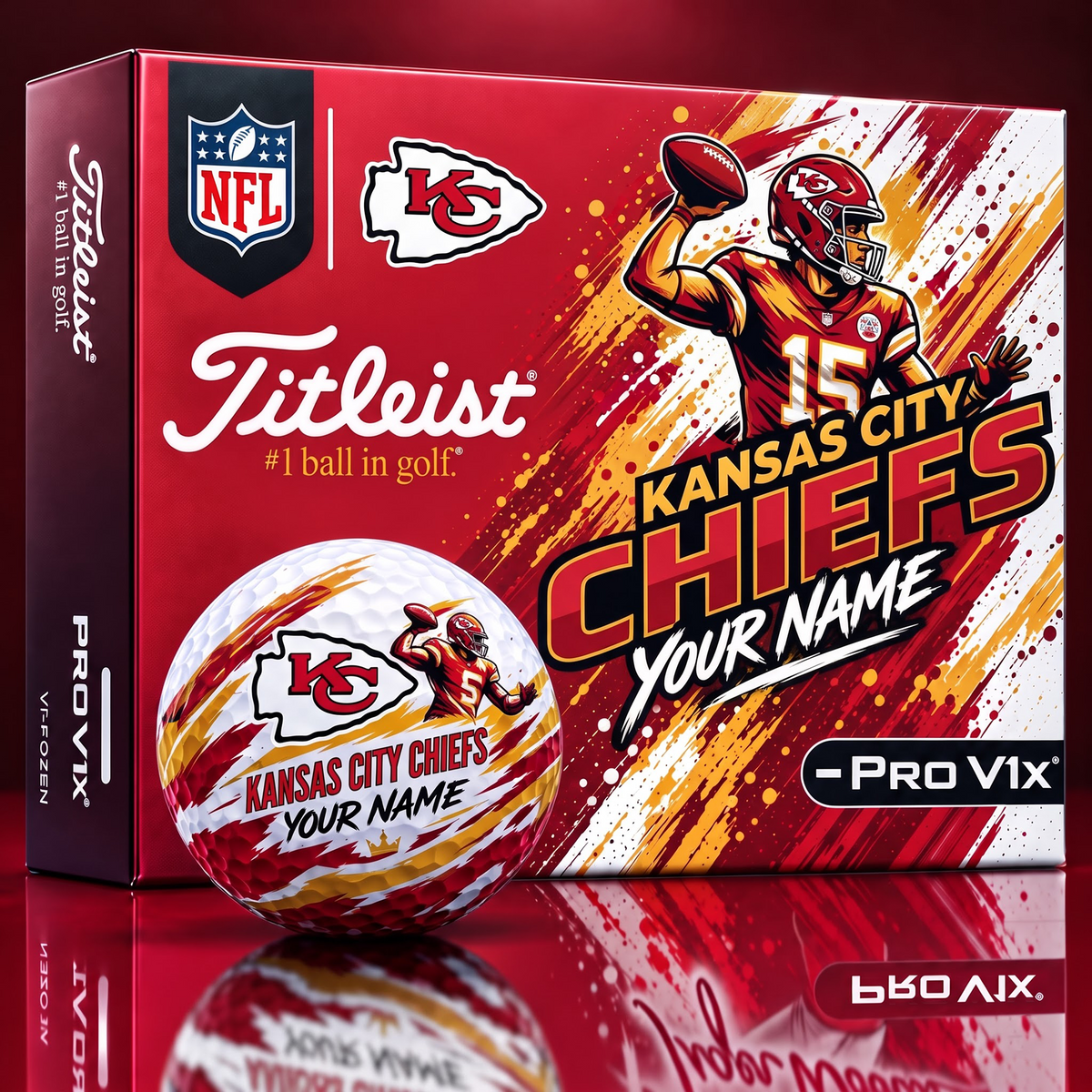 KCC x Personalized NFL Titleist Pro V1x NFL Golf Balls