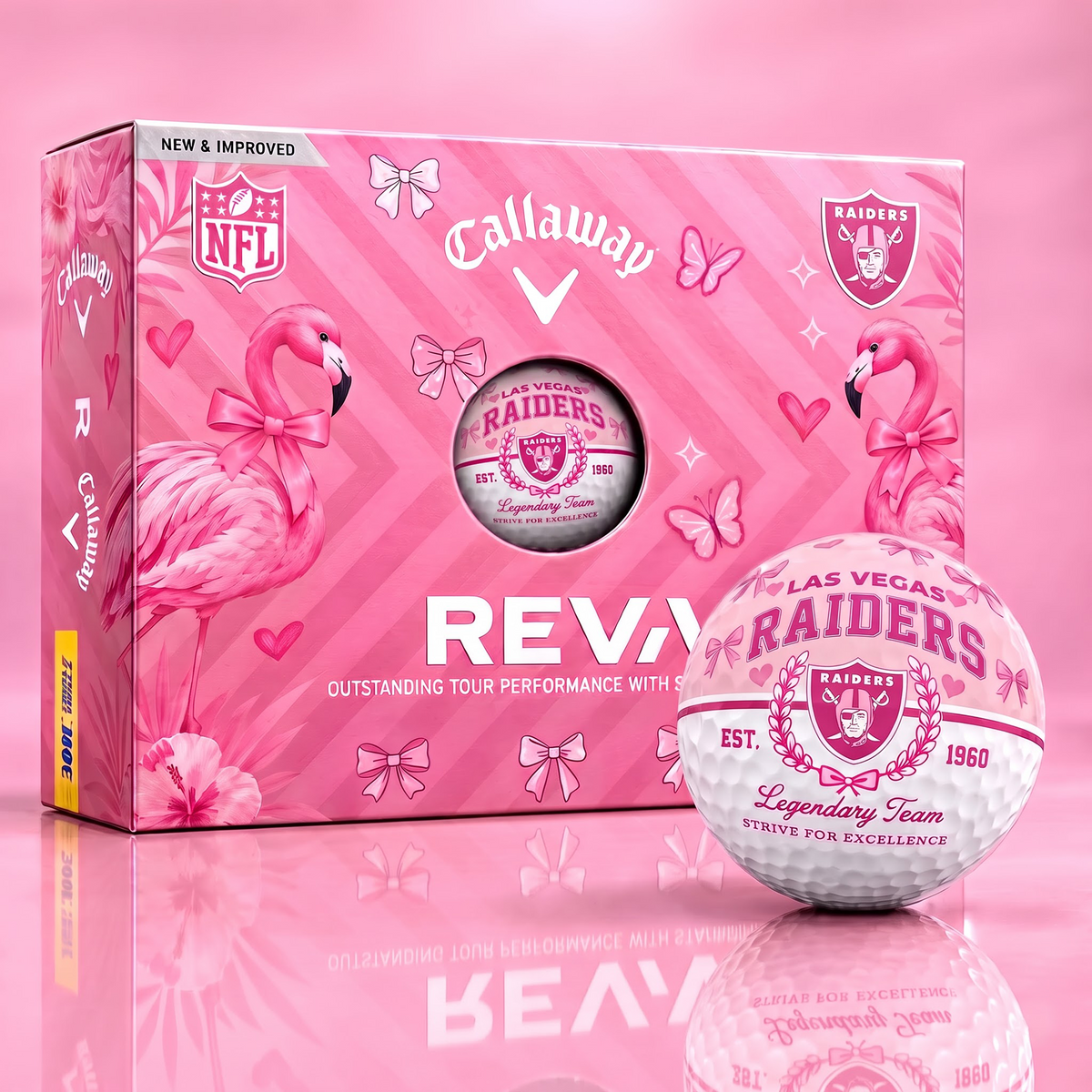 LVR x Custom NFL Pink Coquette Ladies Golf Balls