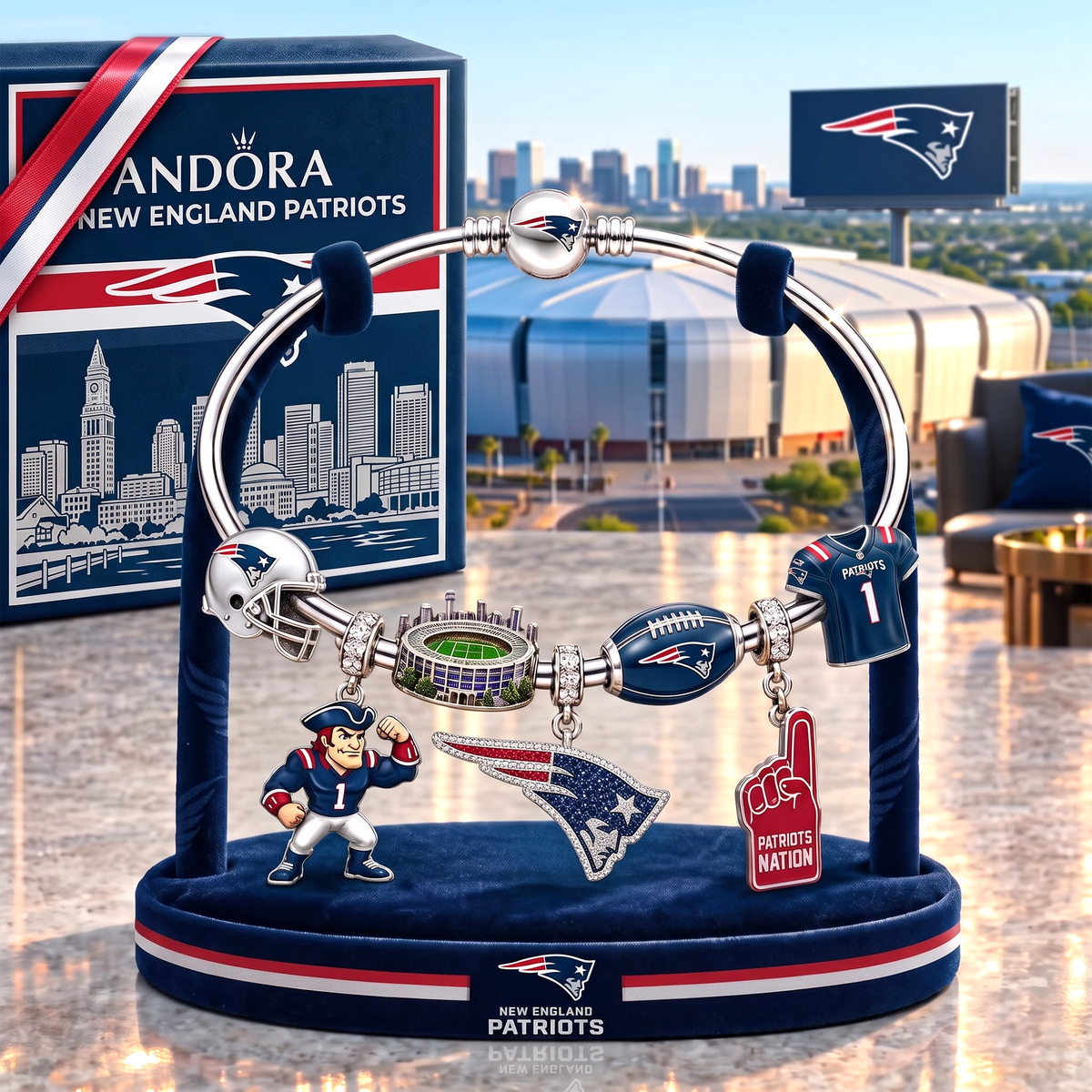 NEP x Personalized NFL Pandora Style Charm Bracelet Gift Set 1409