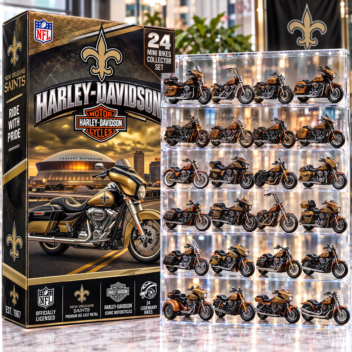 NO X NFL 24-Day Countdown Blink Box Cruiser Motorcycles Set
