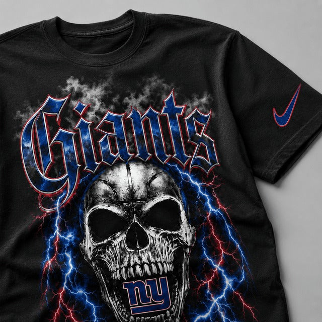 NYG Premium NFL Premium Skull Lightning Graphic T-Shirt