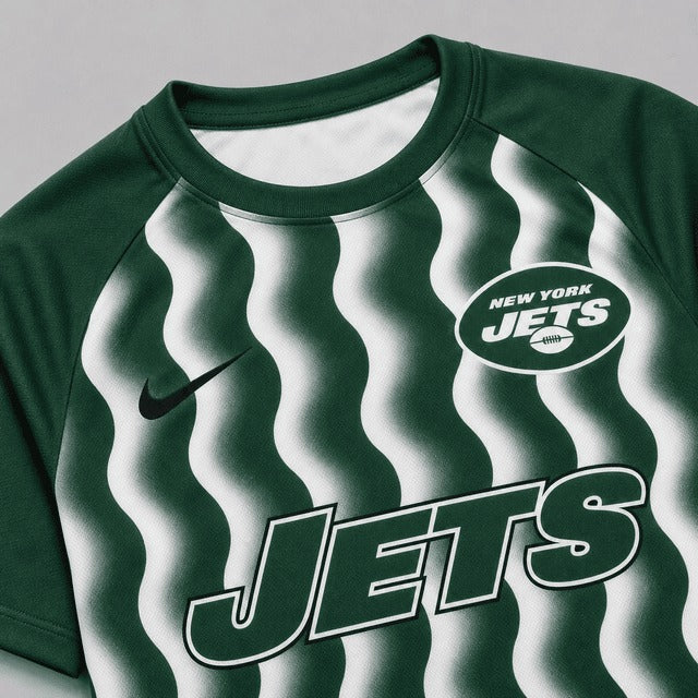 NYJ Premium NFL Retro Wavy Pattern Athletic T-Shirt