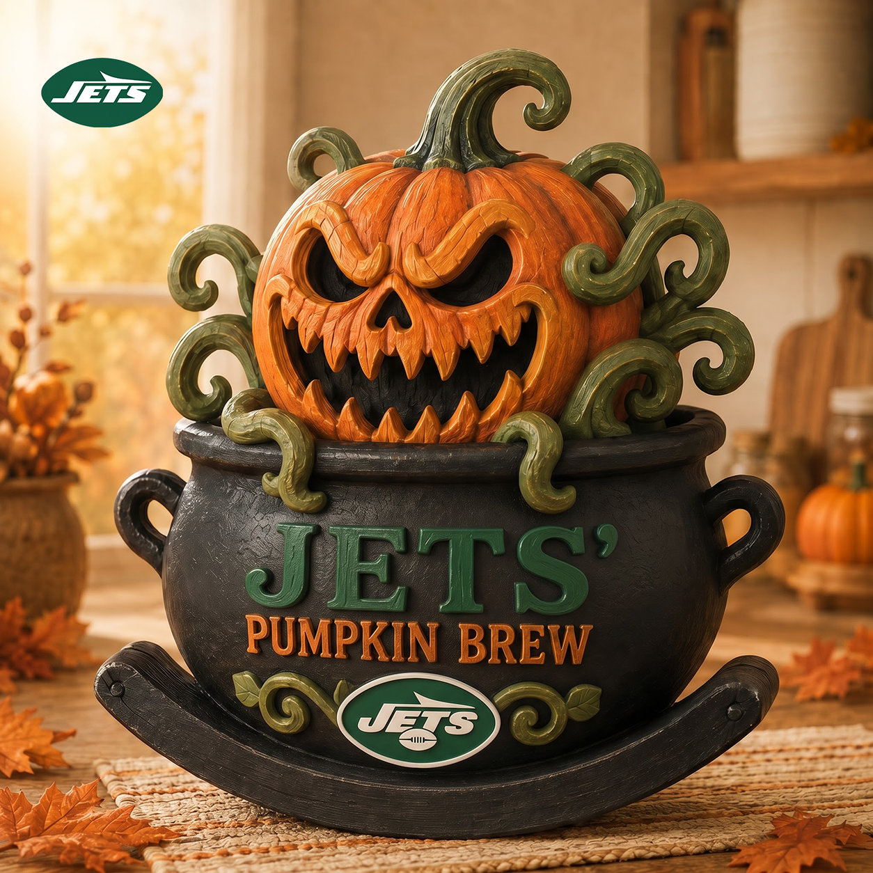 NYJ Premium Pumpkin Brew Wooden Block Custom Shape 3 Layers