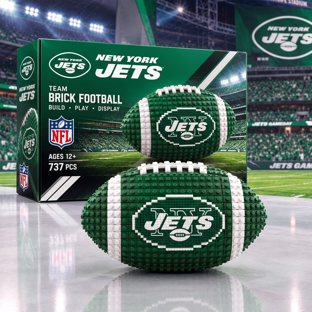 NYJ X NFL Team Brick Football Building Set 3D Bricks Collector Model