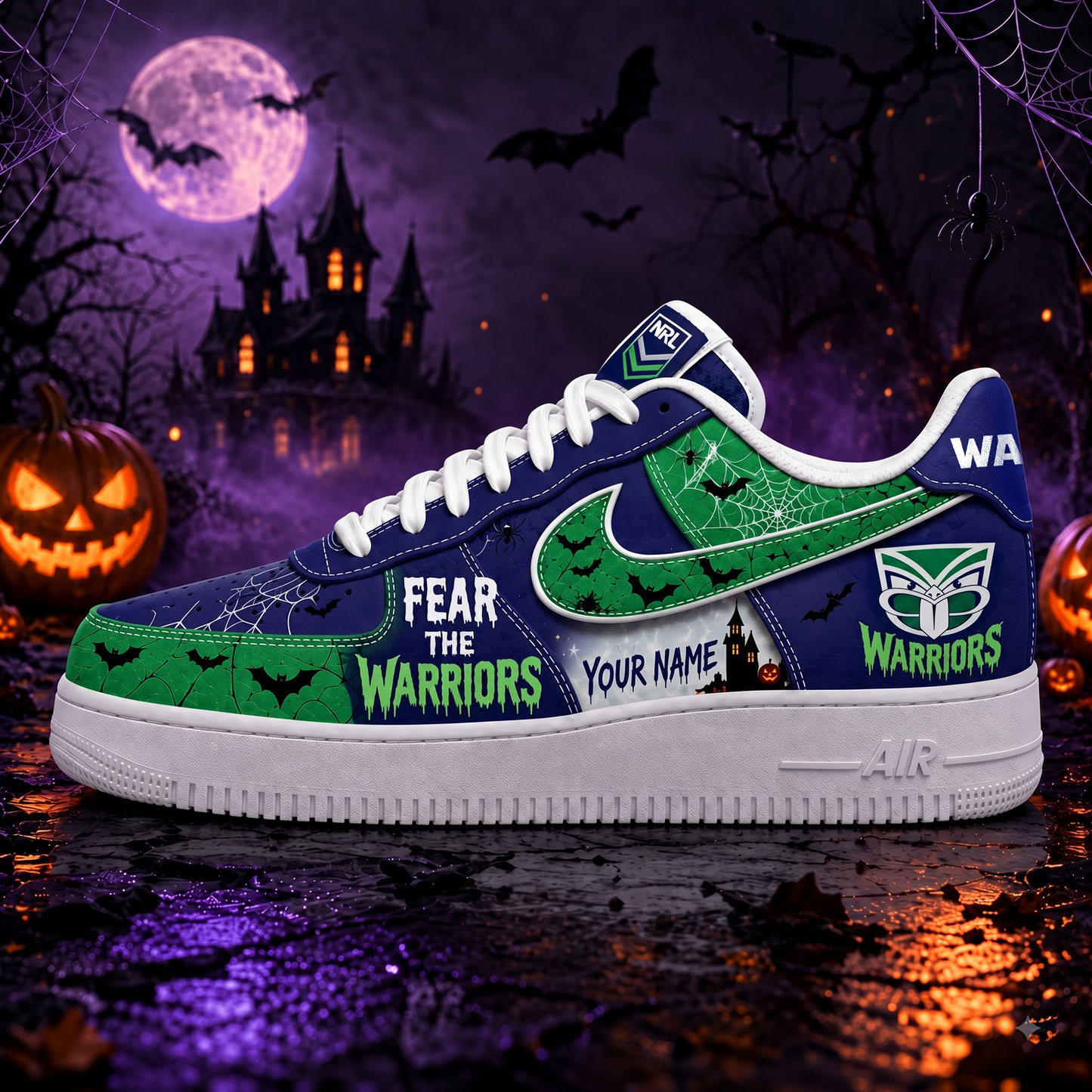 NZW Premium NRL Fear The Team Halloween AF1 Sneakers