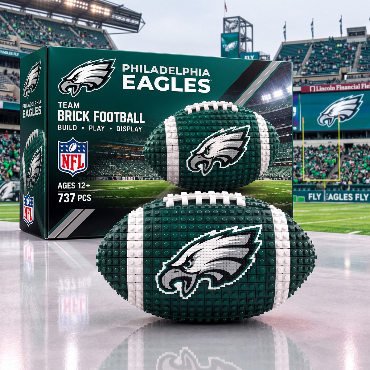 PHI X NFL Team Brick Football Building Set 3D Bricks Collector Model