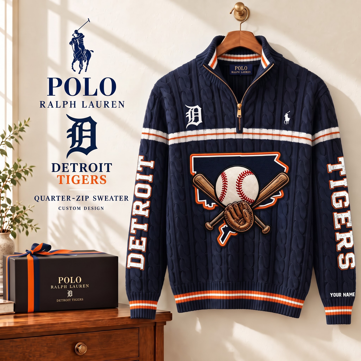 PREMIUM MLB X DT EXCLUSIVE POLO RALPH LAUREN QUATER-ZIP SWEATER SHIRT LIMITED EDITION V3