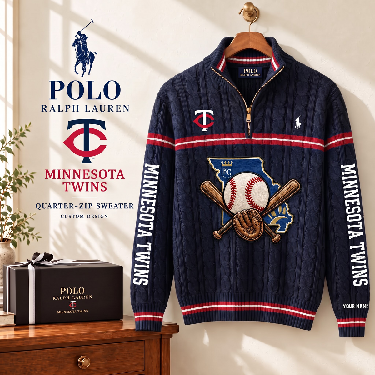 PREMIUM MLB X MT EXCLUSIVE POLO RALPH LAUREN QUATER-ZIP SWEATER SHIRT LIMITED EDITION V3