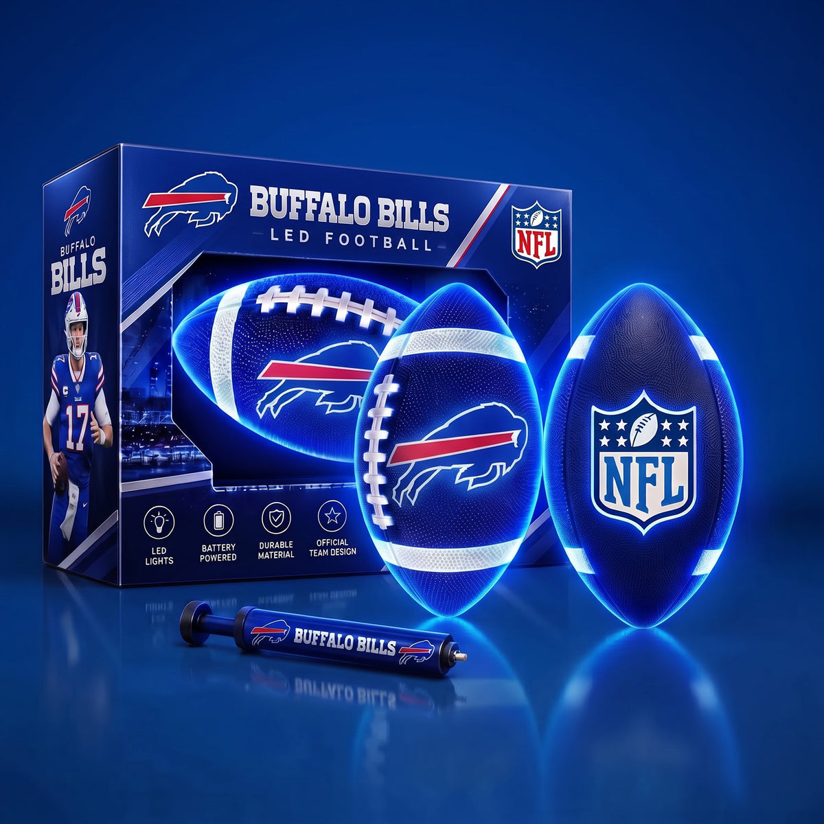 PREMIUM NFL X BUF EXCLUSIVE PERSONLIZED 3D LIGHT-UP LED FOOTBALL GIFT FOR FAN LIMITED EDITION