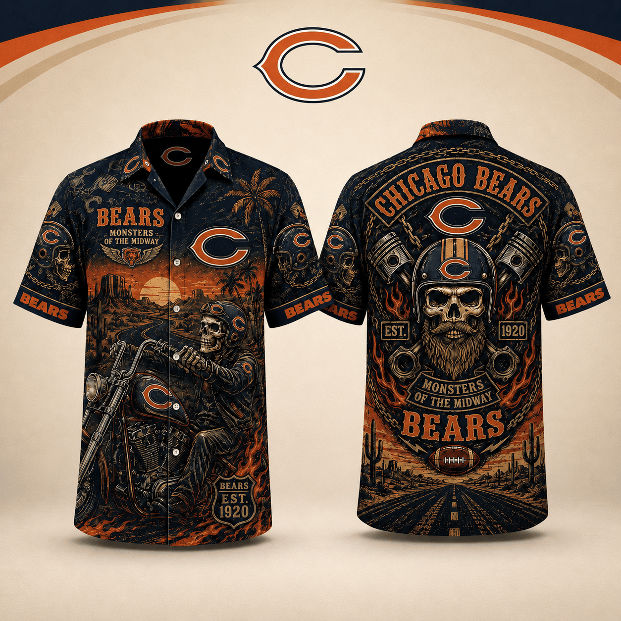 PREMIUM NFL X CB EXCLUSIVE Biker Skull Hawaiian Shirt Limited Edition
