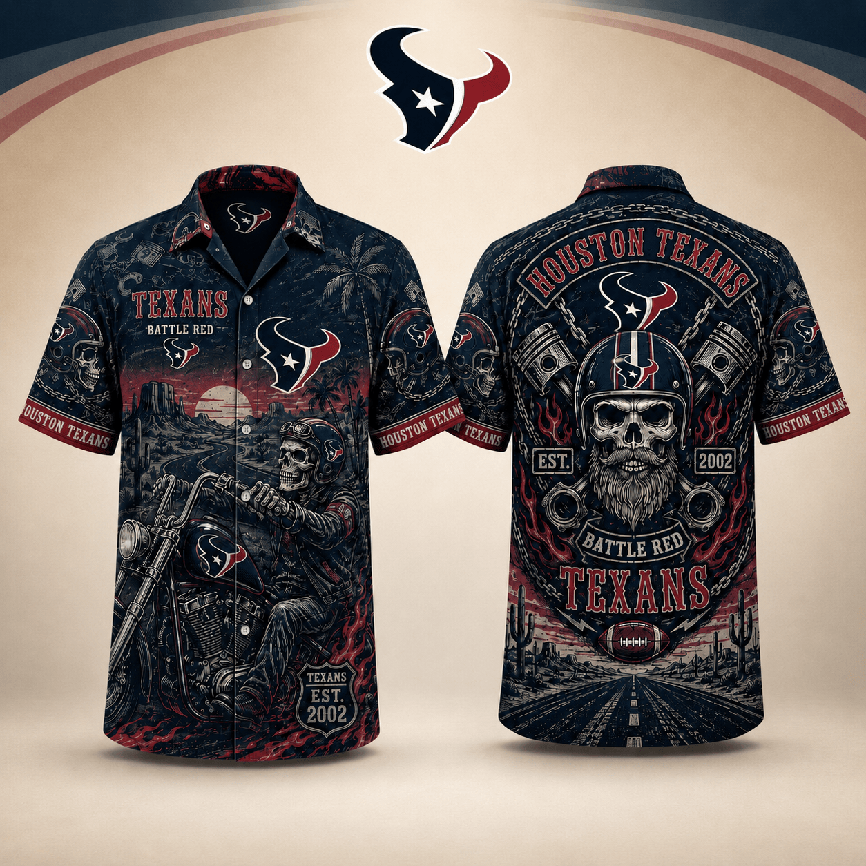 PREMIUM NFL X HT EXCLUSIVE Biker Skull Hawaiian Shirt Limited Edition