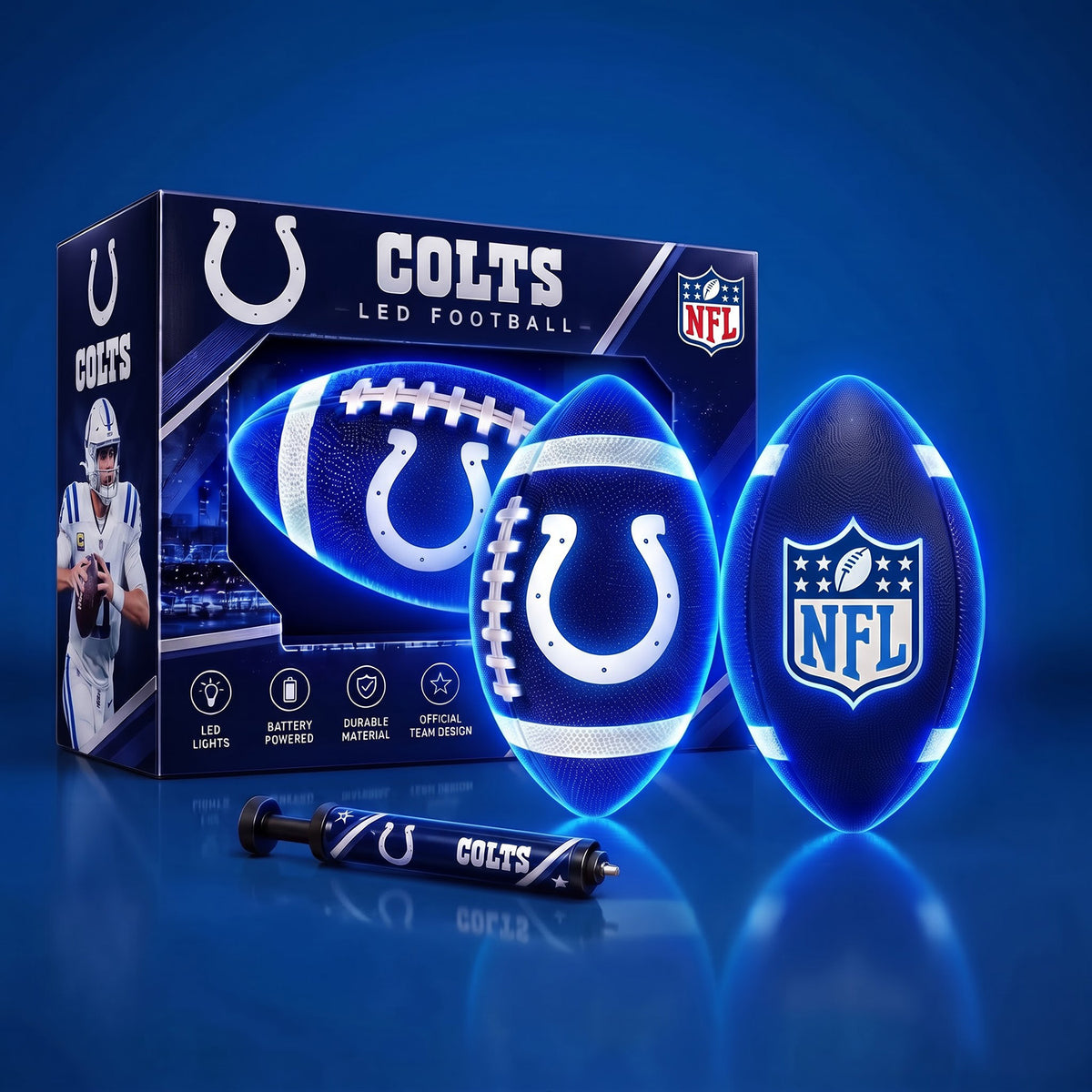 PREMIUM NFL X IND EXCLUSIVE PERSONLIZED 3D LIGHT-UP LED FOOTBALL GIFT FOR FAN LIMITED EDITION