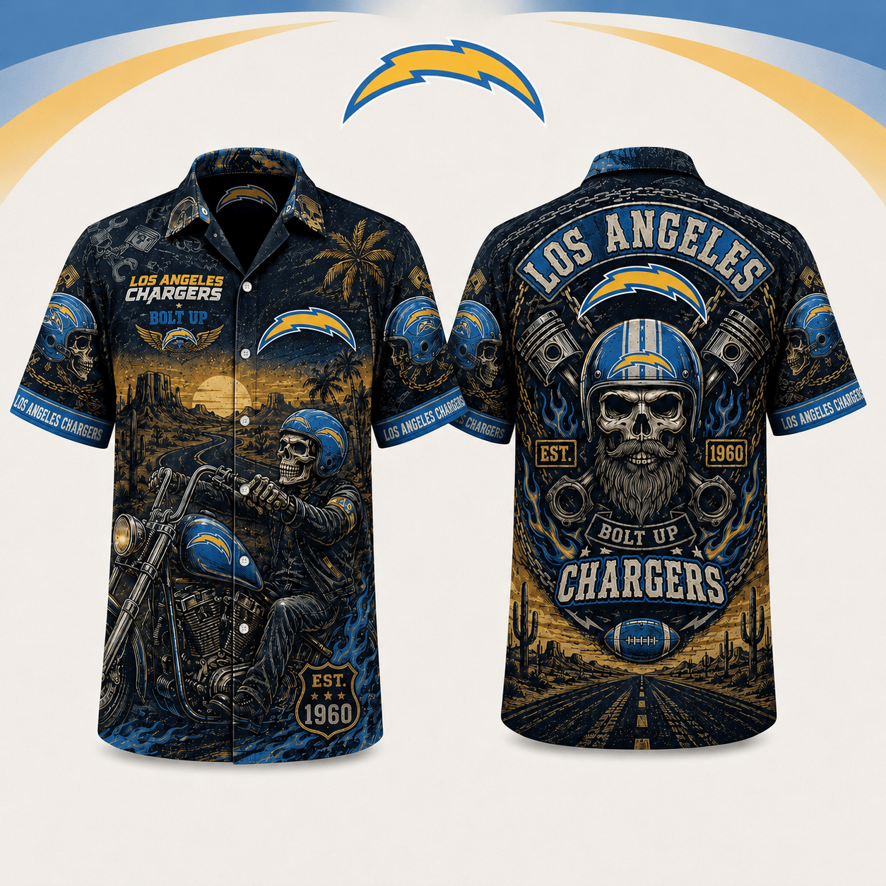 PREMIUM NFL X LAC EXCLUSIVE Biker Skull Hawaiian Shirt Limited Edition