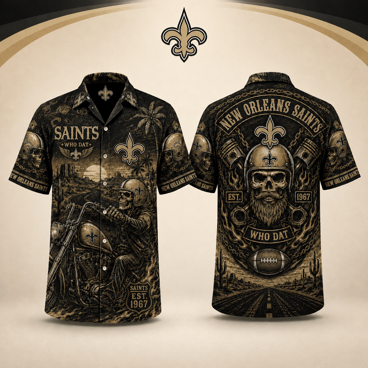PREMIUM NFL X NOS EXCLUSIVE Biker Skull Hawaiian Shirt Limited Edition