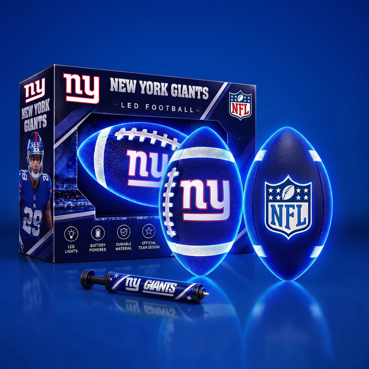 PREMIUM NFL X NYG EXCLUSIVE PERSONLIZED 3D LIGHT-UP LED FOOTBALL GIFT FOR FAN LIMITED EDITION