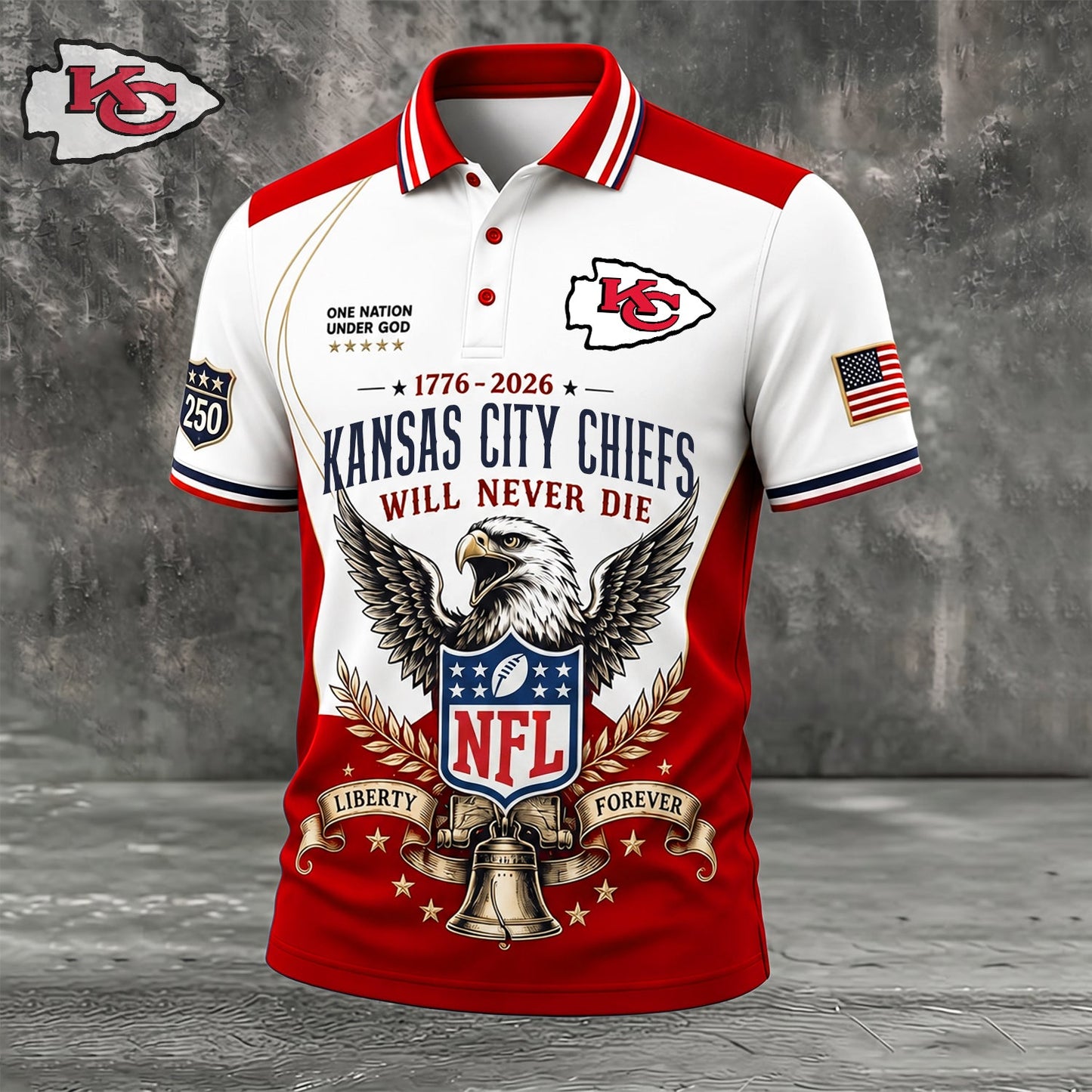 PREMIUM NFL x KC EXCLUSIVE 250 Years Anniversary Of Freedom POLO SHIRT290626