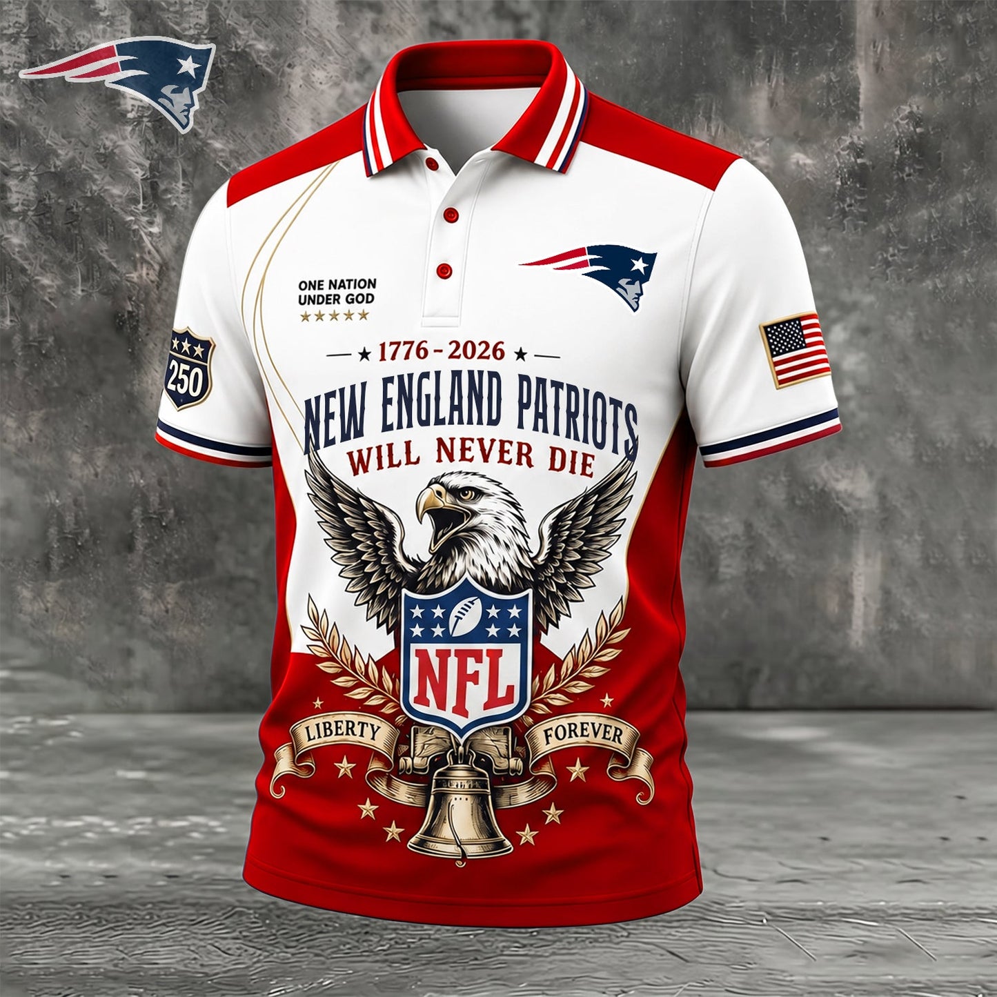 PREMIUM NFL x NE EXCLUSIVE 250 Years Anniversary Of Freedom POLO SHIRT290626