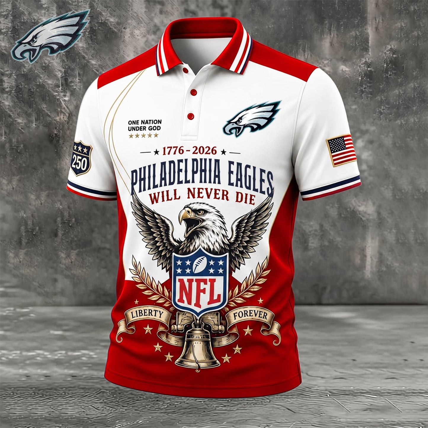 PREMIUM NFL x PHI EXCLUSIVE 250 Years Anniversary Of Freedom POLO SHIRT290626