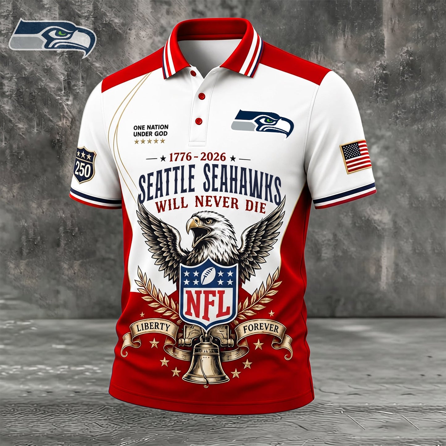 PREMIUM NFL x SEA EXCLUSIVE 250 Years Anniversary Of Freedom POLO SHIRT290626