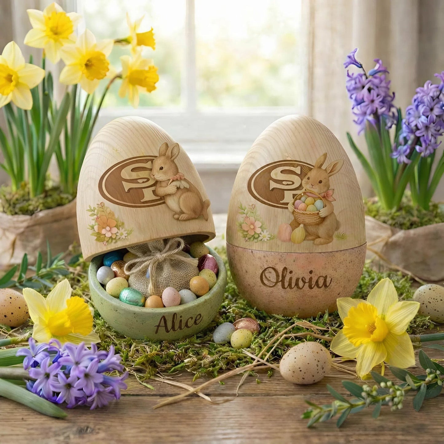 PREMIUM ?‹¨«????‹¨«???‹¨«?? X SF49 Personalized Hollow Wooden Easter Egg NDT NHM 270226