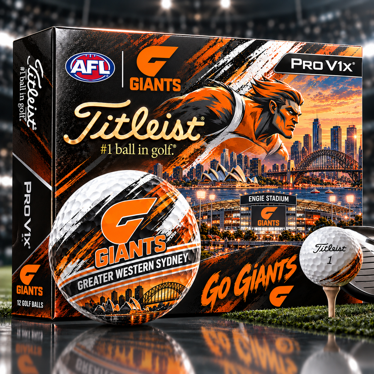Premium AFL GWS x Titleist Pro V1 Skyline & Stadium Golf Balls Set