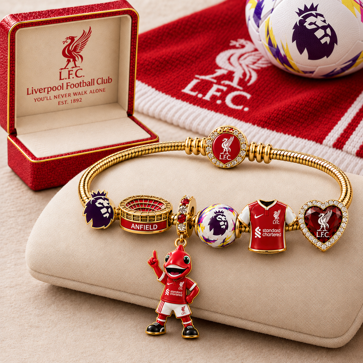 Premium EPL LIV Gold Charm Bracelet Set