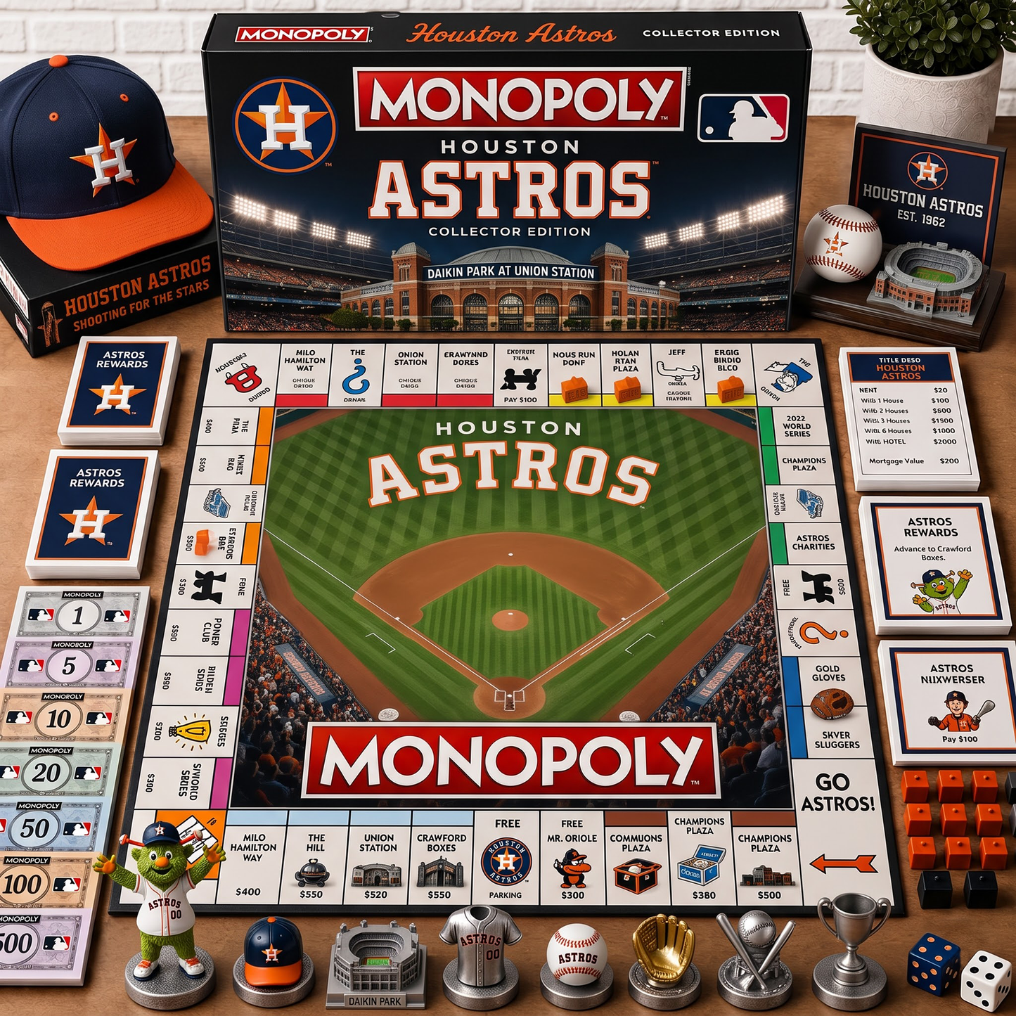 Premium MLB HOU Monopoly Collector’s Edition Board Game NMD 080826 TTV