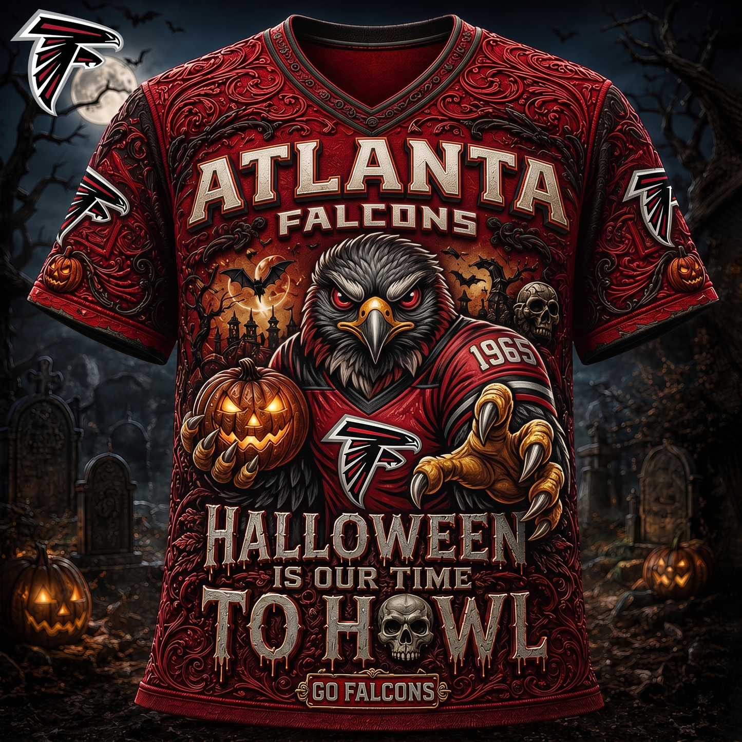 Premium NFL ATL Haunted Howl Halloween Mascot T-shirt