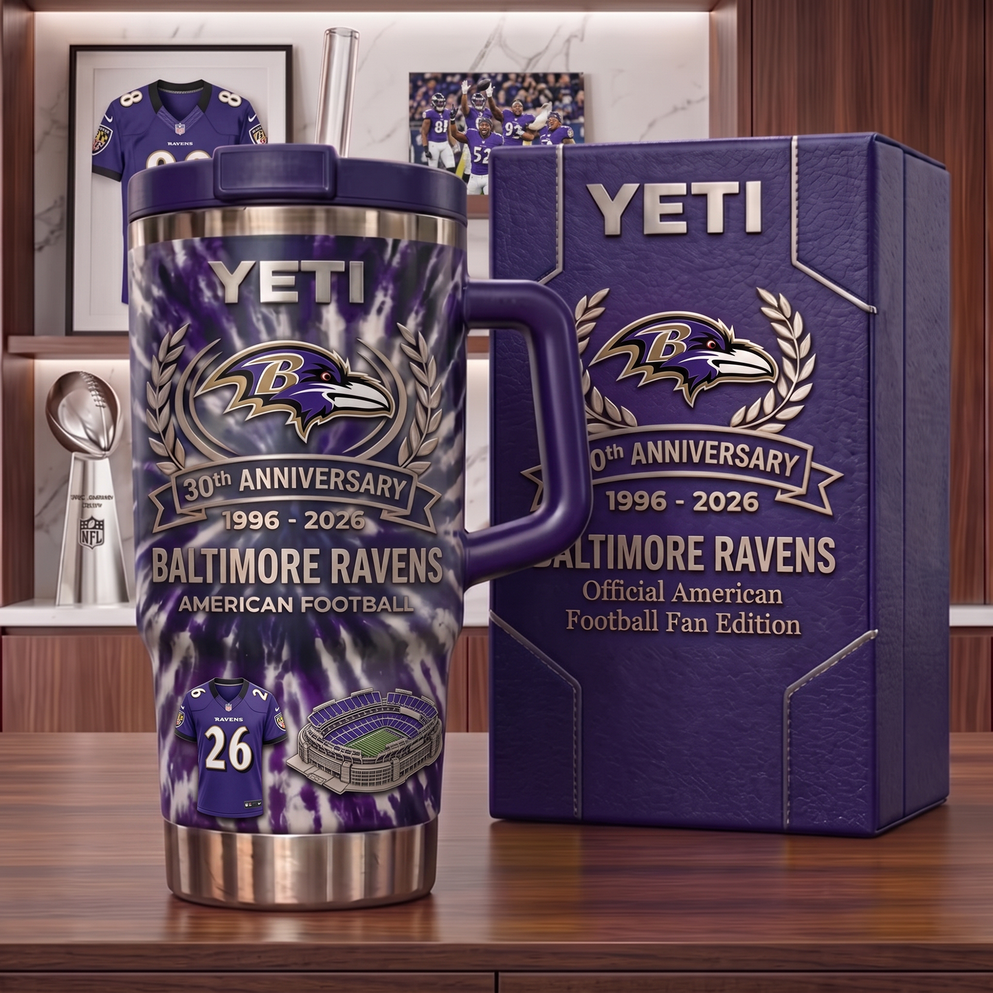 Premium NFL BAL Anniversary Flame Heritage Handle Tumbler