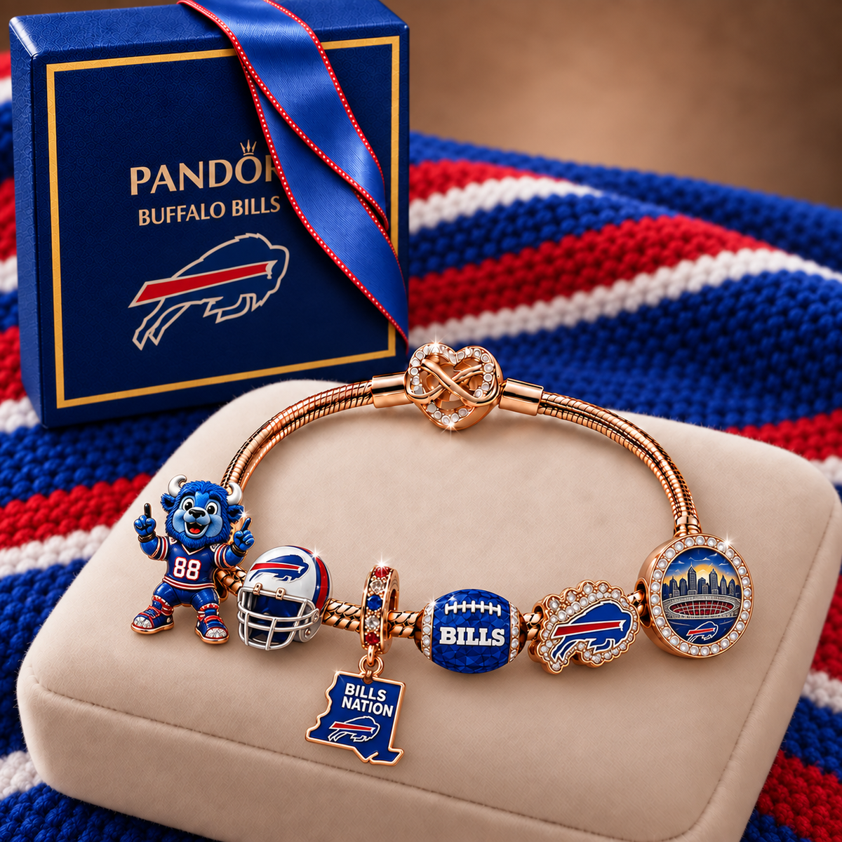 Premium NFL BB Collector Rose Gold Charm Bracelet V6
