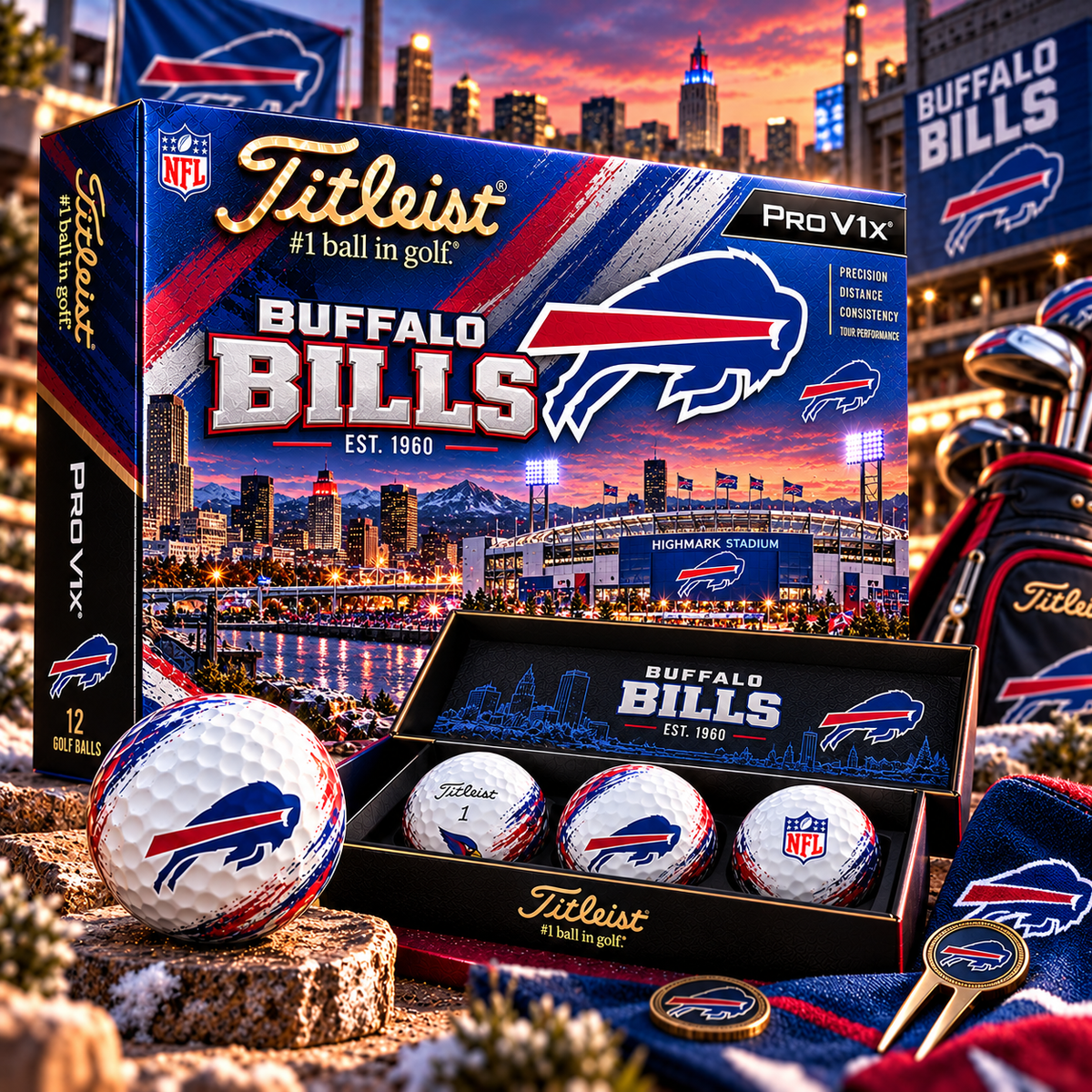 Premium NFL BB x Titleist Pro V1 Herritage Golf Ball Set V4