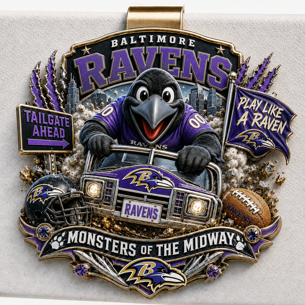 Premium NFL BR Mascot Tailgate 3D Car Visor Clip