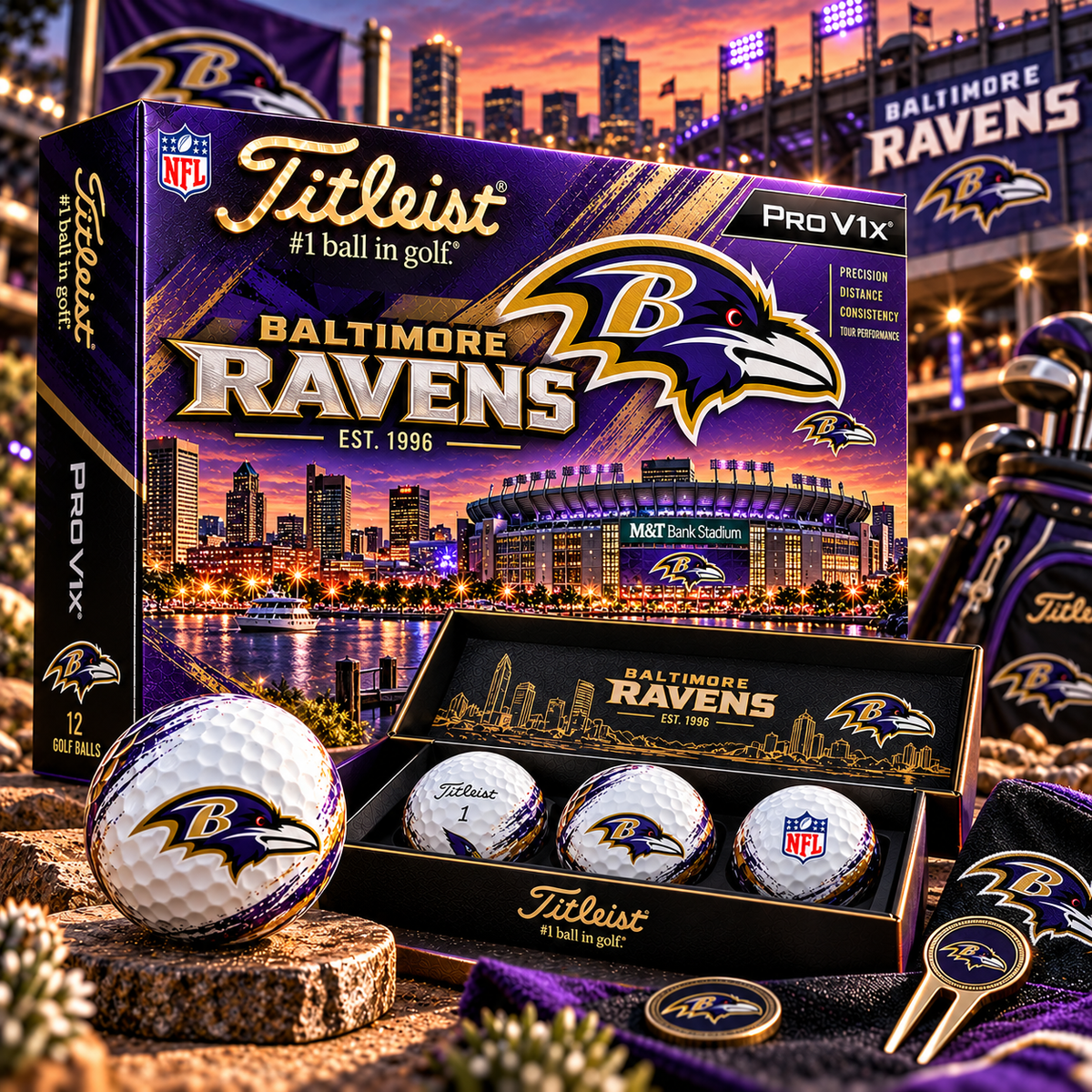 Premium NFL BR x Titleist Pro V1 Herritage Golf Ball Set V4