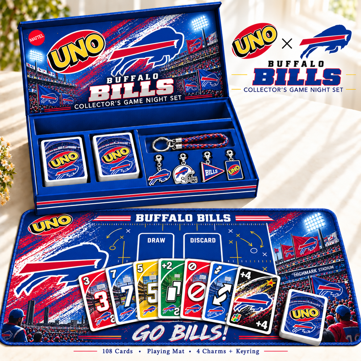 Premium NFL BUF Uno Board Game Set