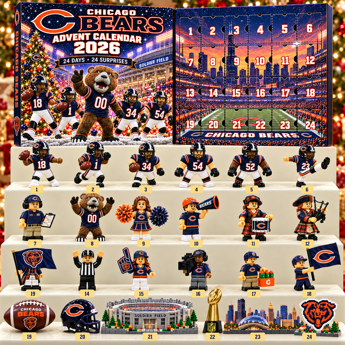 Premium NFL CHI 24-Piece Football Collectible Advent Calendar V2