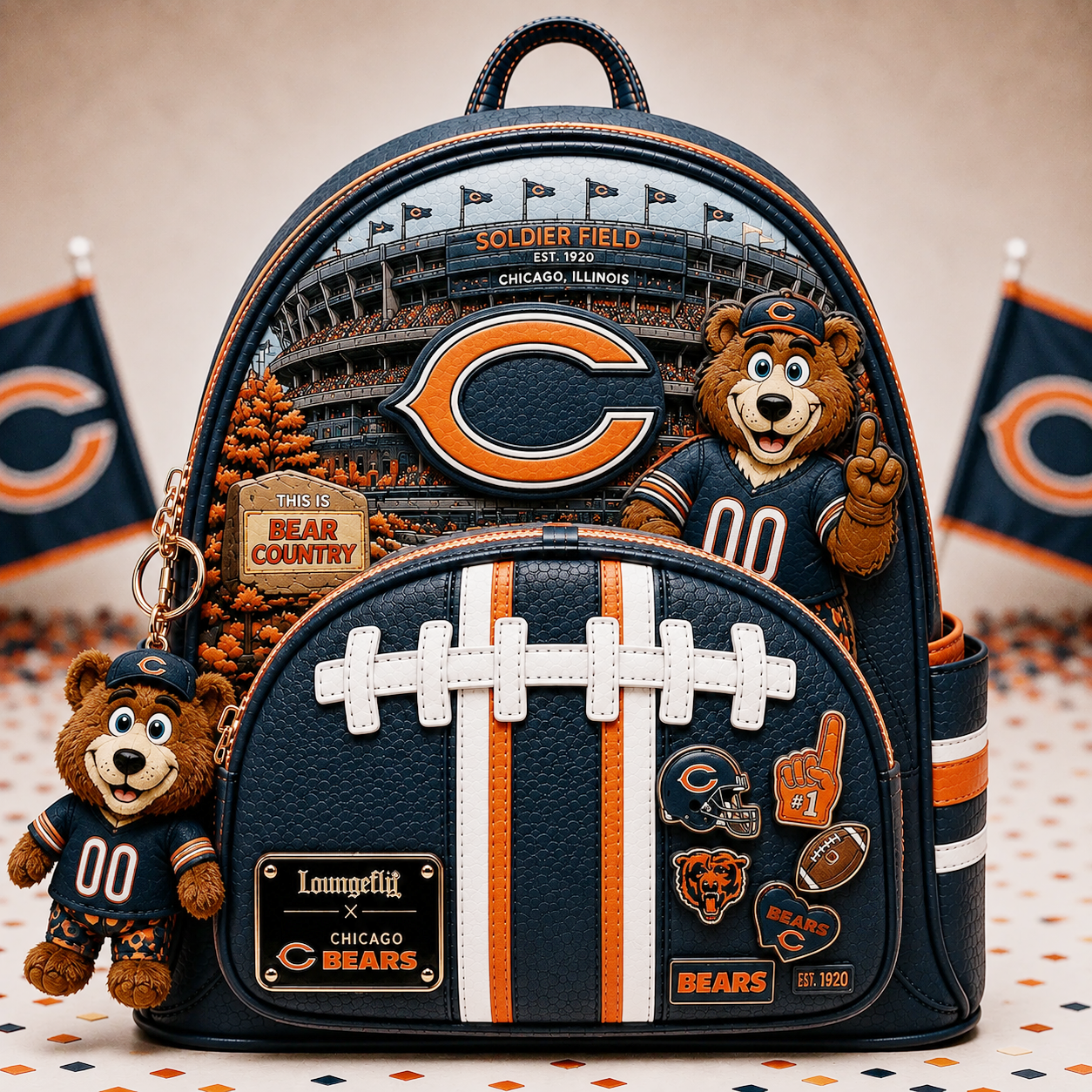 Premium NFL CHI Mascot Football Fan Backpack
