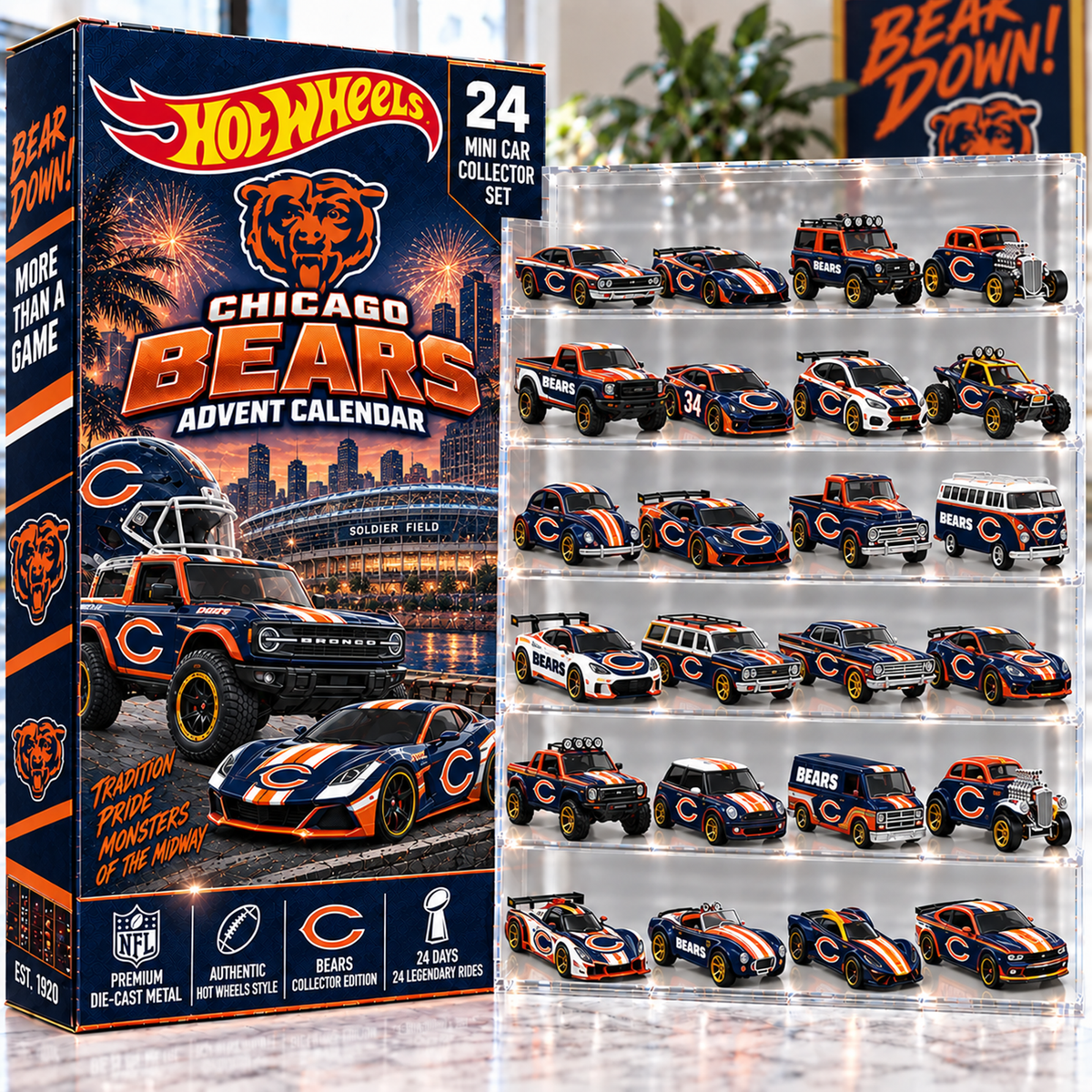 Premium NFL CHI Mini Car Advent Calendar V4