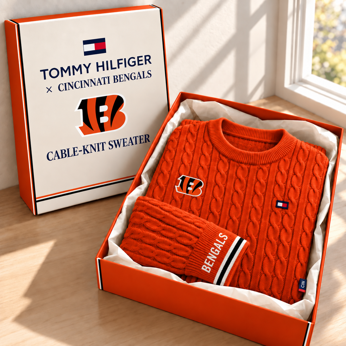 Premium NFL CIN Cable Knit Sweater
