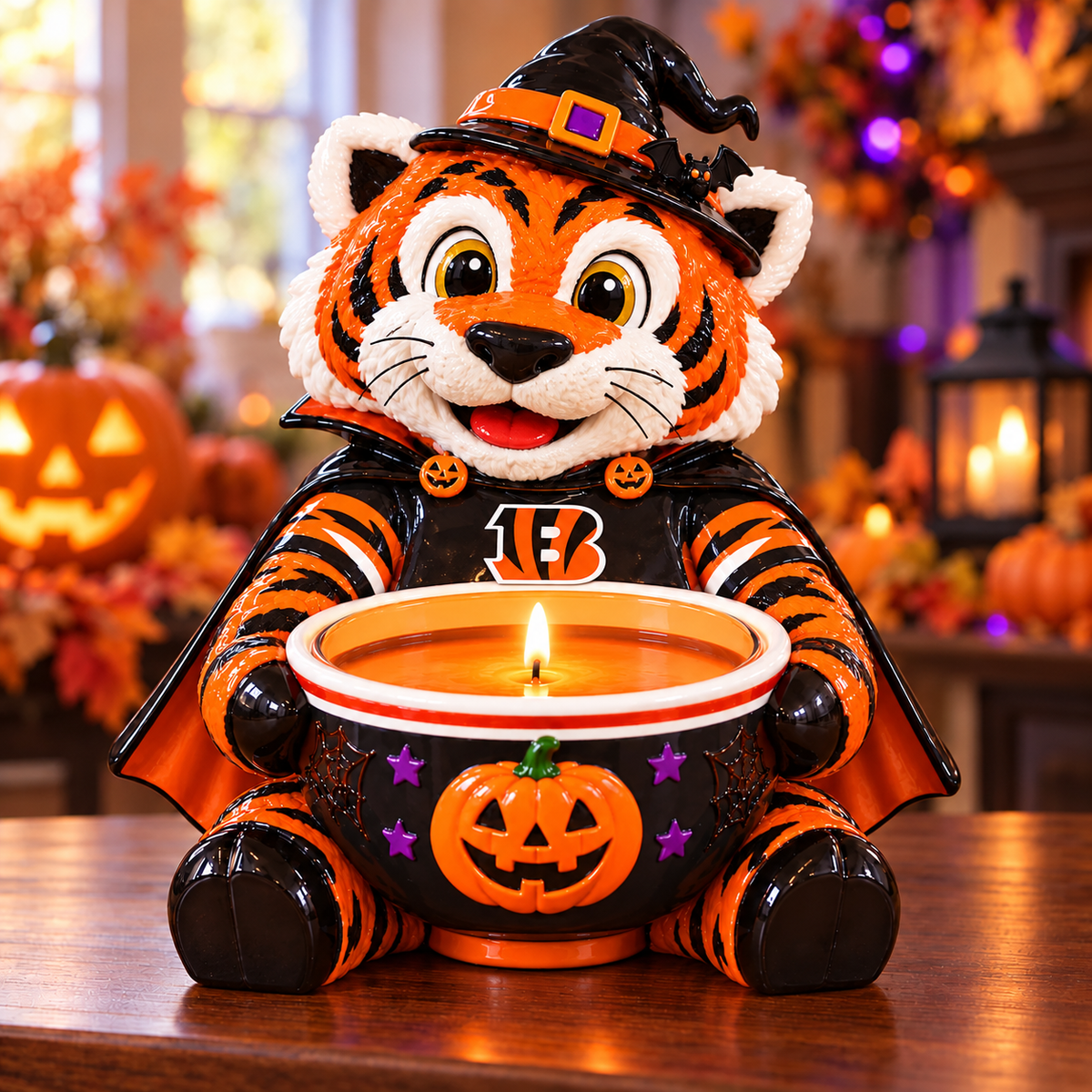 Premium NFL CIN Halloween Candle Holder