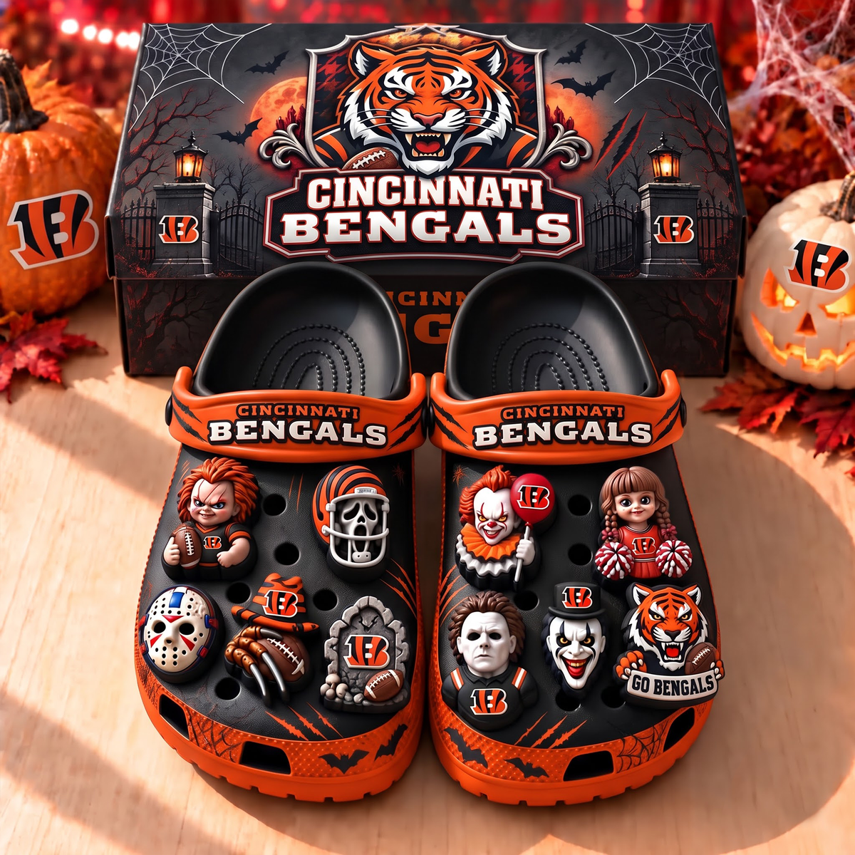 Premium NFL CIN Halloween Clogs